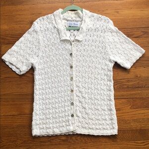 Cotton Crochet White Cardigan with Short Sleeves Cotton Forever Size S-M